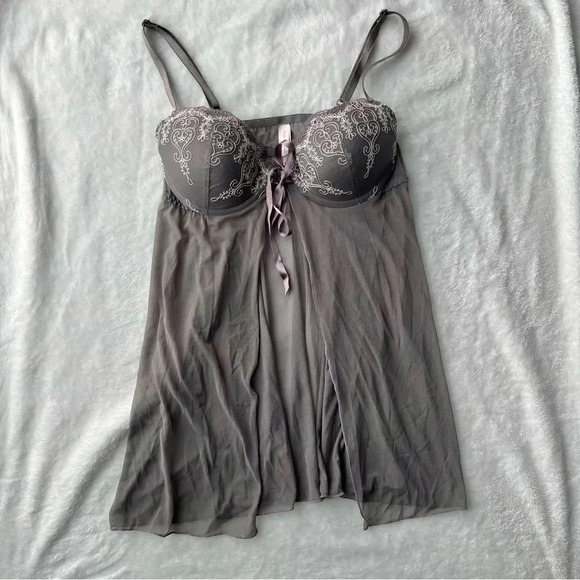 Inner Secrets Dusty Grey Purple Front Closure Slip - Picture 3 of 6